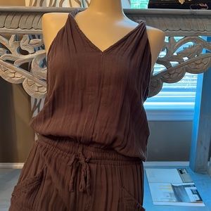 NWT Michael Stars gray cotton halter jumpsuit romper bodysuit. Size XS